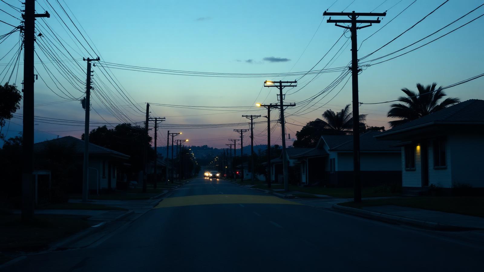 An empty residential street at dusk in Memphis