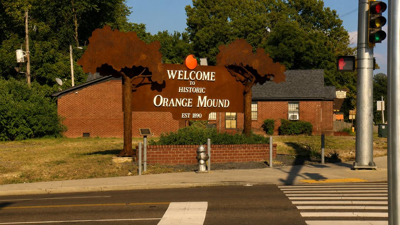 A "Welcome to Historic Orange Mound" sign in Memphis, Tennessee.