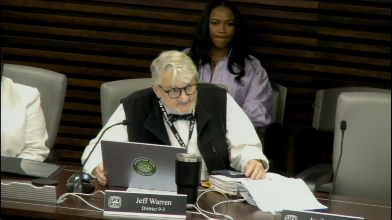 Councilman Jeff Warren, District 9-3, at the Memphis City Council dais