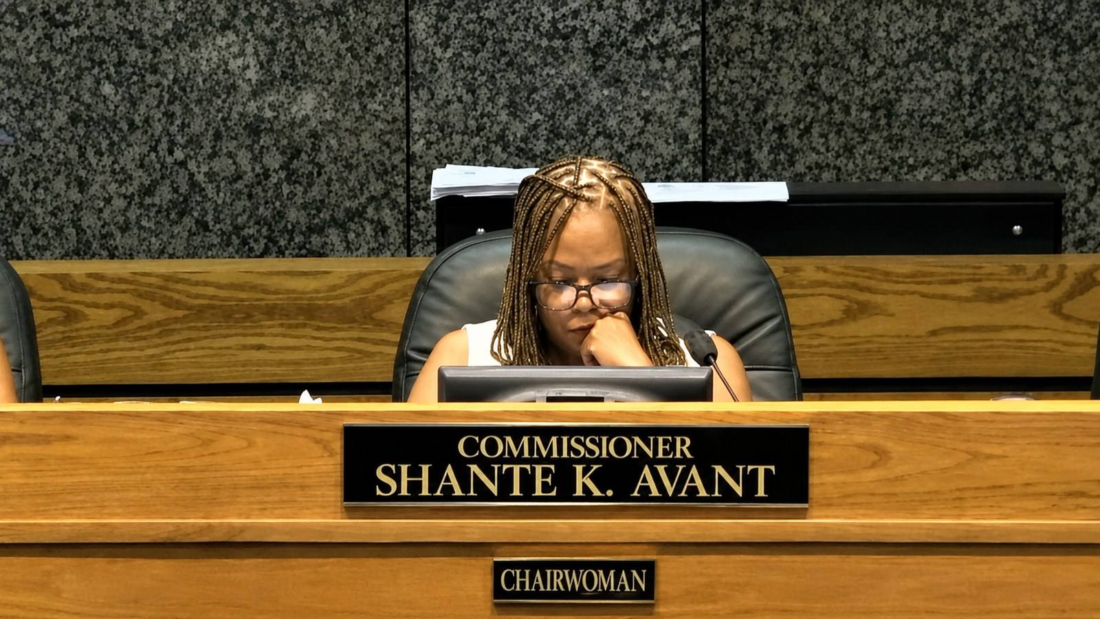 Shelby County Commission Chairwoman Shante K. Avant at the dais during the August 24, 2026 meeting.