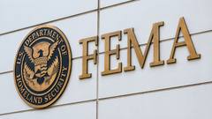 FEMA lettering and the U.S. Department of Homeland Security seal on a federal building facade.