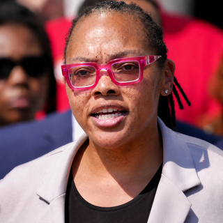 Shelby County General Sessions Court Clerk Tami Sawyer speaking at a public event.