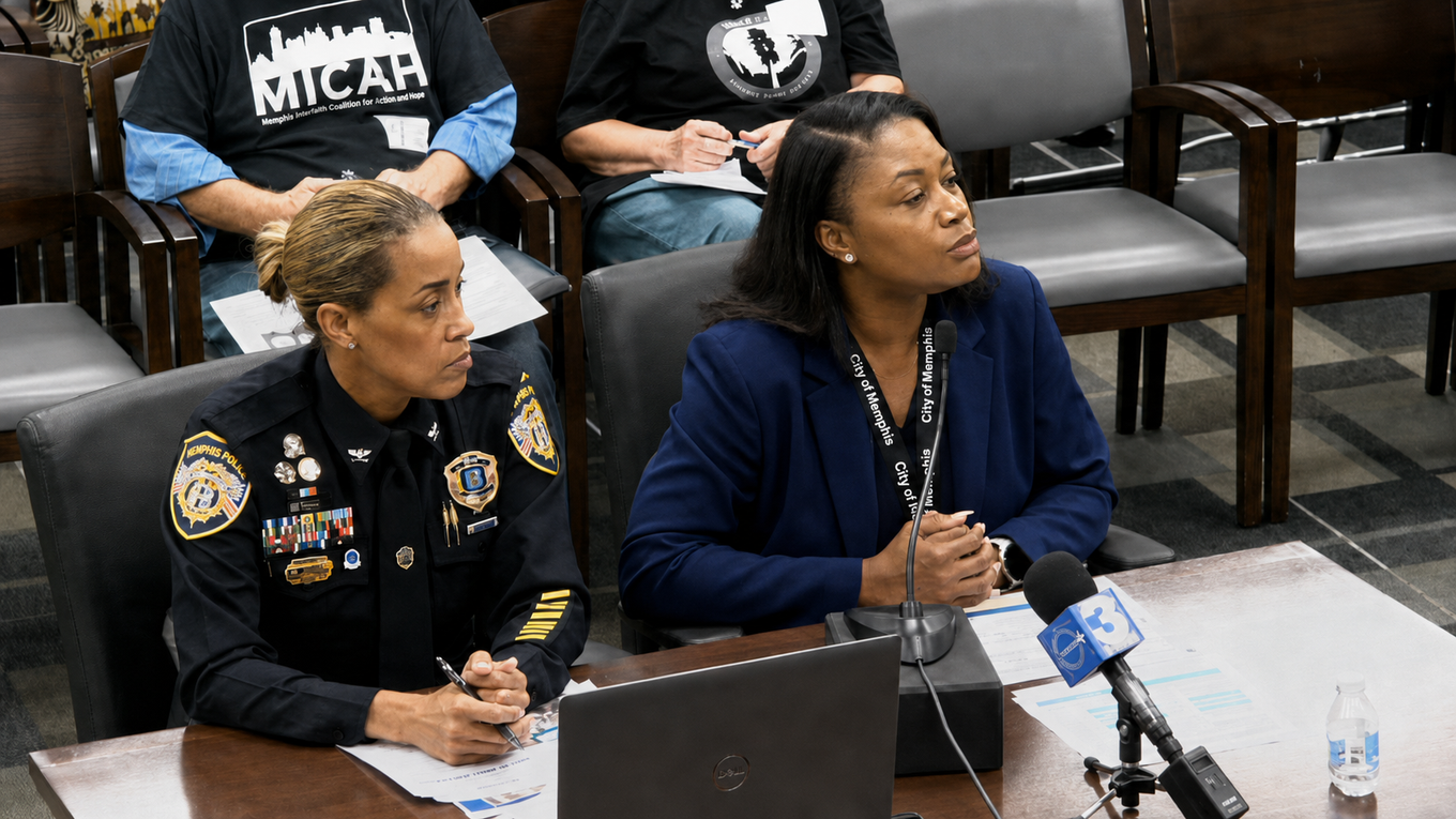 Colonel Tara Gates of MPD's Organized Crime Unit stands beside Tamika Williams, director of the Joint Office of Neighborhood Safety and Engagement.