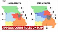 A side-by-side comparison of Missouri’s 2022 and 2025 congressional district maps.