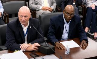 MLGW President and Chief Executive Officer Doug McGowen at a Memphis City Council committee table.