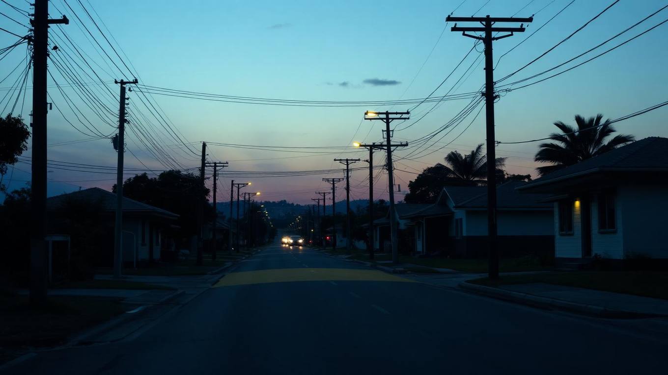 An empty residential street at dusk in Memphis