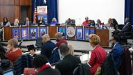 Members of the Memphis-Shelby County Schools Board of Education meet during a school board session in Memphis.