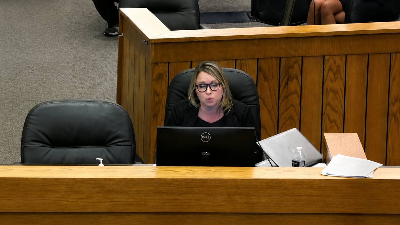 Shelby County Attorney Marlinee Clark Iverson seated at the dais during the August 24, 2026 Shelby County Commission meeting.