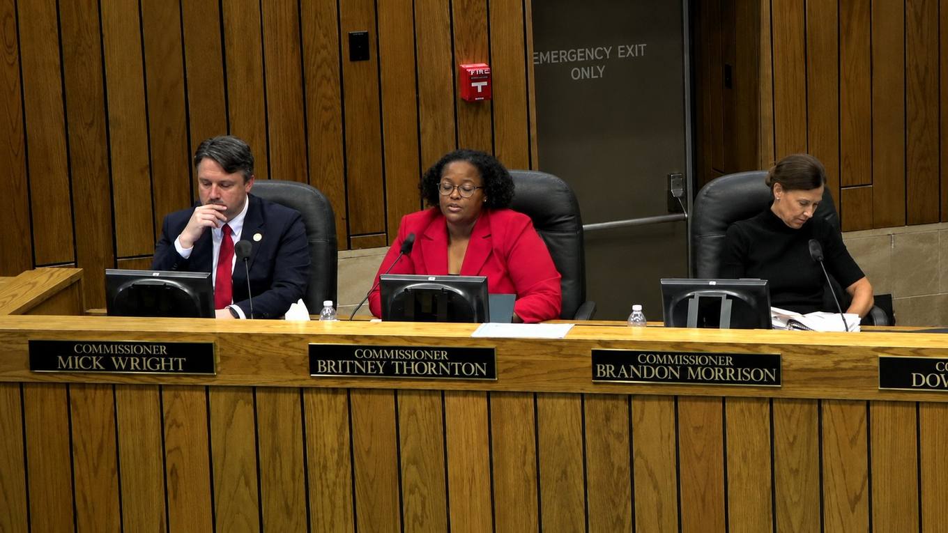 Shelby County Commissioner Britney Thornton, District 10, seated at the commission dais during the August 24, 2026 meeting.