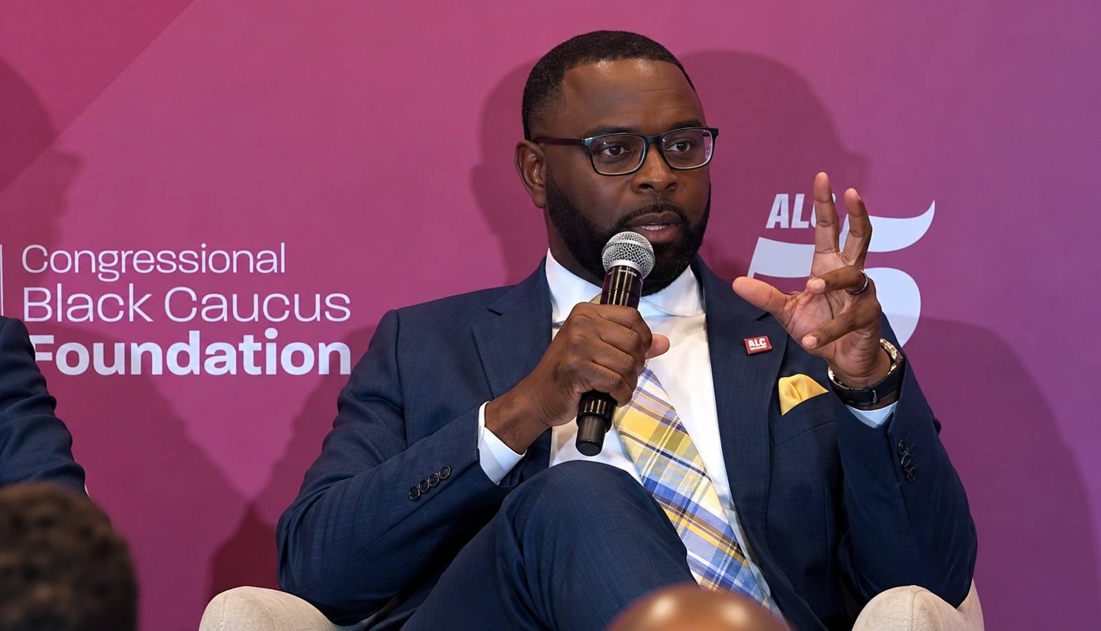 Memphis Mayor Paul Young speaks into a handheld microphone during a Congressional Black Caucus Foundation Legislative Conference forum in Washington, D.C.